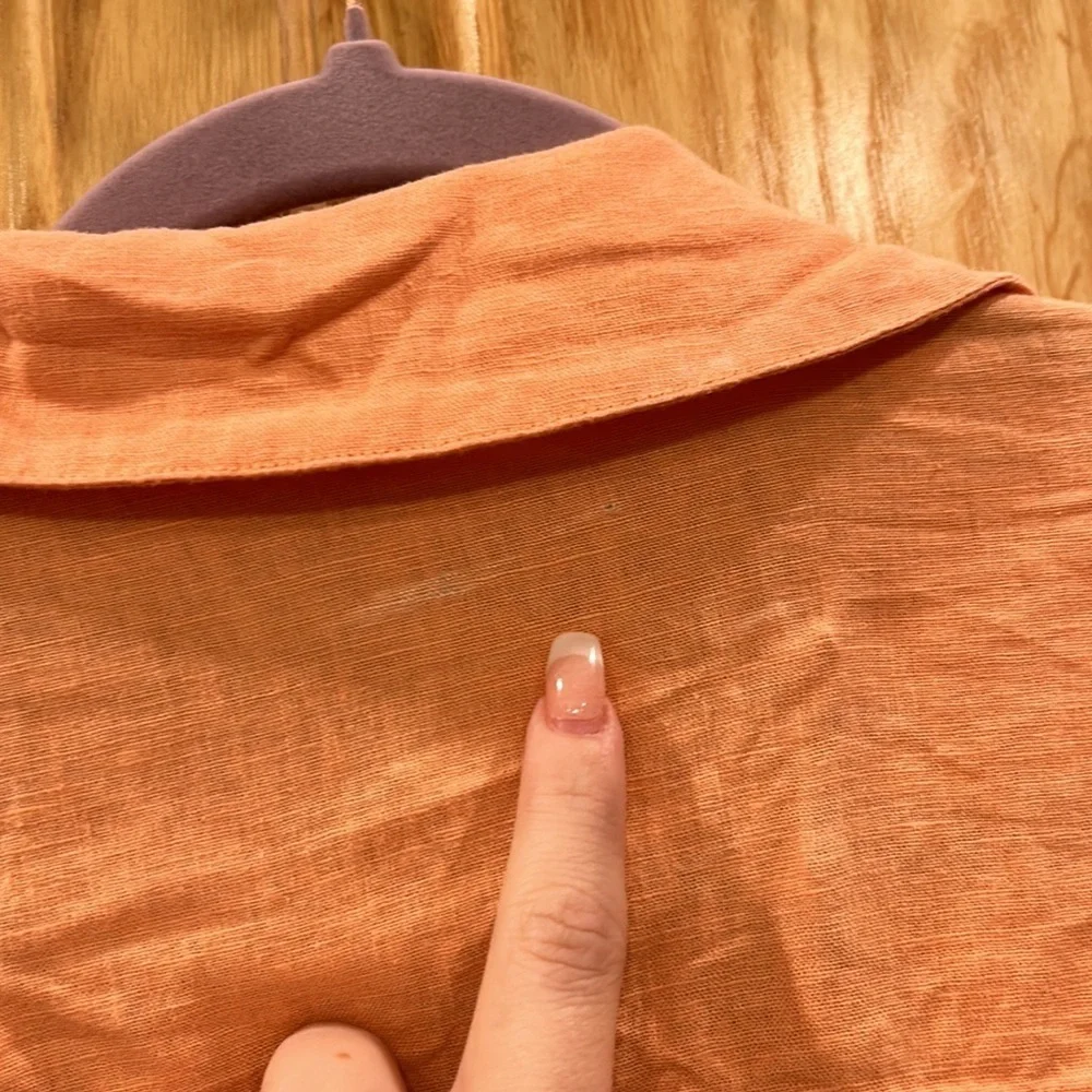 YFB Young Fabulous & Broke Women's Orange Button-Up Linen Dress - Picture 8 of 9